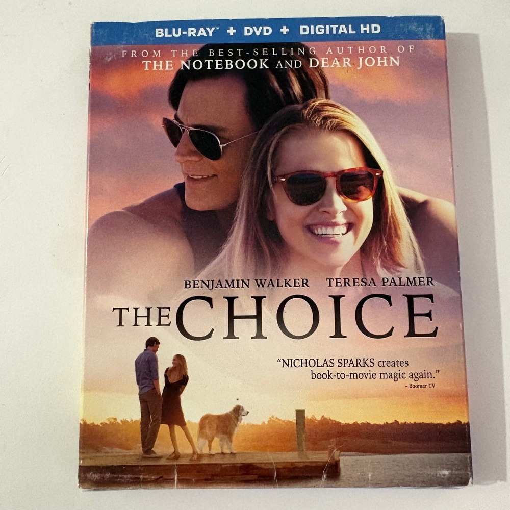 The Choice Blu-ray DVD Digital HD Nicholas Sparks Romance Movie with Slipcover